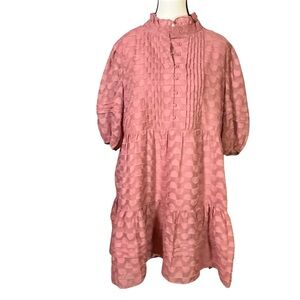 Walter Baker Elia Coral Blush Dress Babydoll Puff Short Sleeve Women Size XL NWT